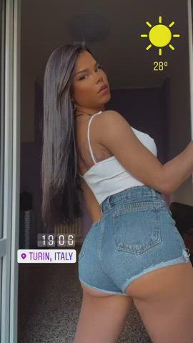 body brazilian brunette bubble butt goddess jeans sensual tease trans gif