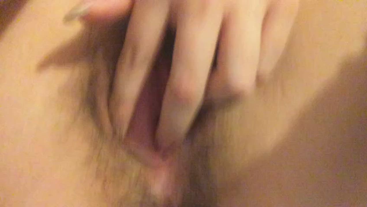 Brunette Cum Fingering Hairy Masturbating Pussy Teen gif