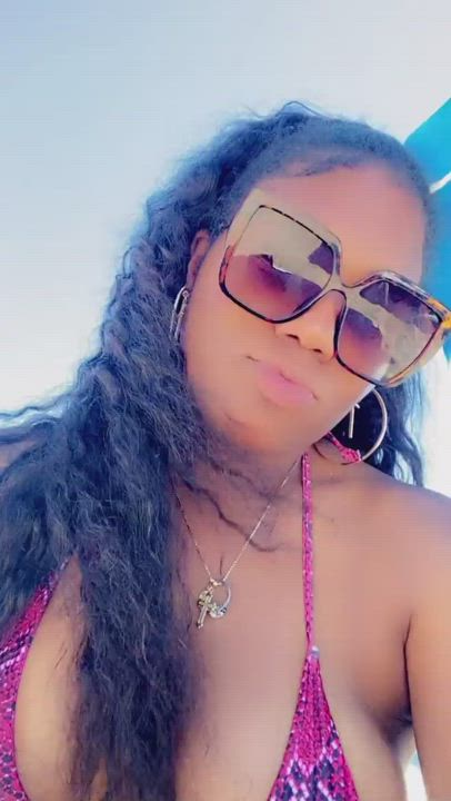 Beach Big Tits Bikini Boobs Ebony Glasses Tattoo Thick gif