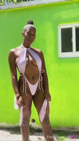 babe bikini body booty ebony fitness legs thighs thong gif