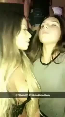 Girls kissing and her nipple gets hard