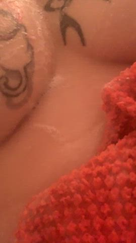 brunette natural tits onlyfans petite pussy shower soapy solo tease tits gif