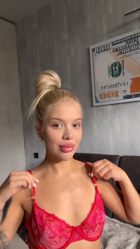 blonde blowjob cum cum in mouth cum swallow cumshot model onlyfans pornhub post orgasm