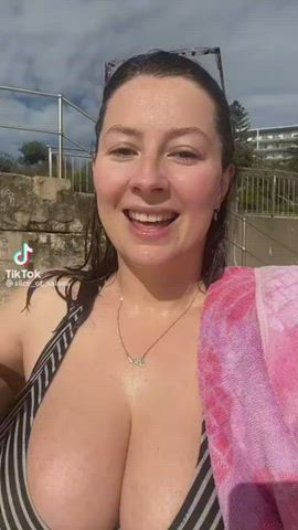 big tits bikini outdoor gif