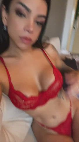 Isa in red lingerie