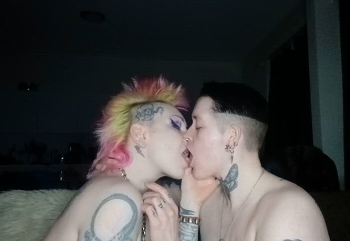 french kissing homemade kissing lesbian non-binary gif