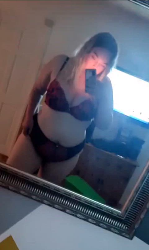 big tits boobs curvy lingerie thick thick thighs gif