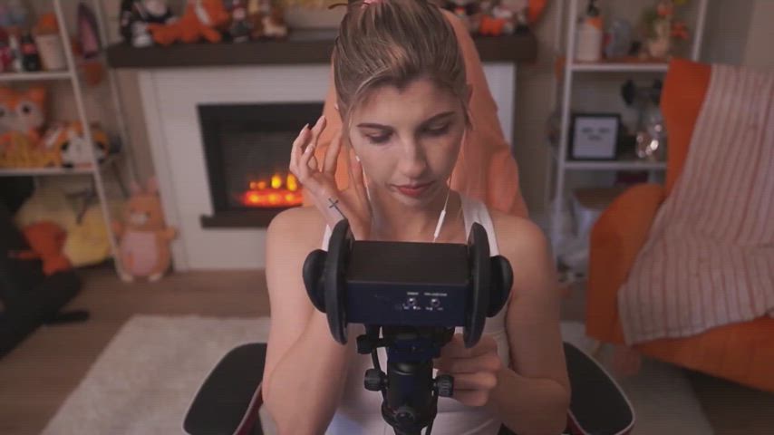 asmr beautiful blonde sexy sexy voice tank top tongue gif