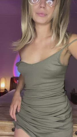 18 years old blonde dress glasses onlyfans teen gif