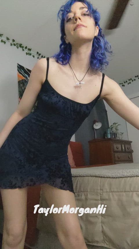 alt dress goth long legs onlyfans petite rear pussy taylormorganhi upskirt blue hair