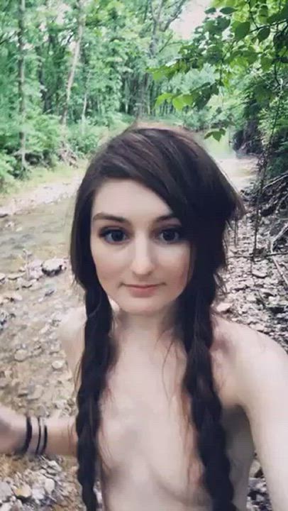 Long Hair Outdoor Small Tits gif