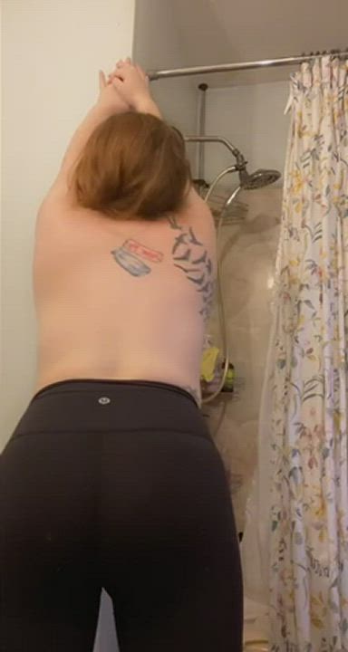 Bathroom Redhead Yoga Pants gif