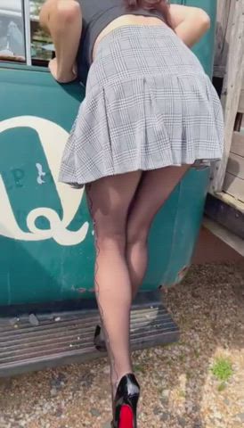 High Heels Outdoor Pantyhose Upskirt gif