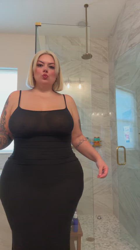 bbw braless non-nude see through clothing sheer clothes chubby-girls gif