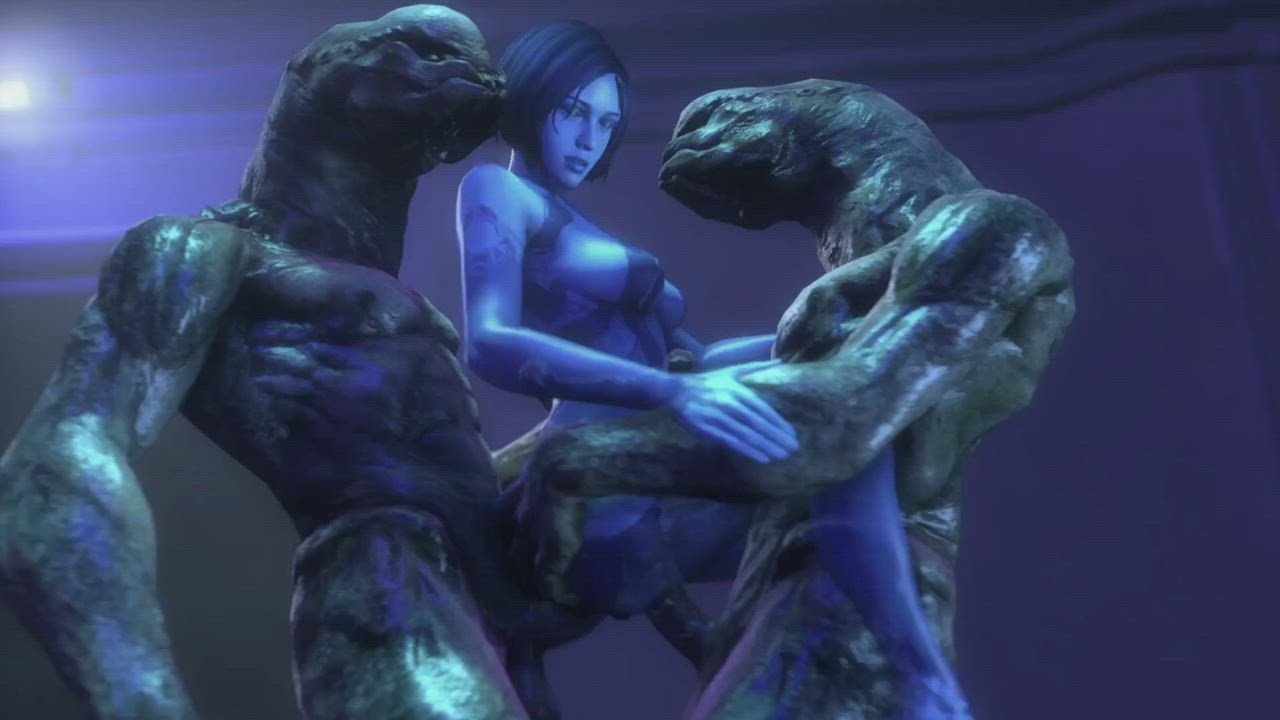 Cortana taking elite cock in both her holes (noname55)