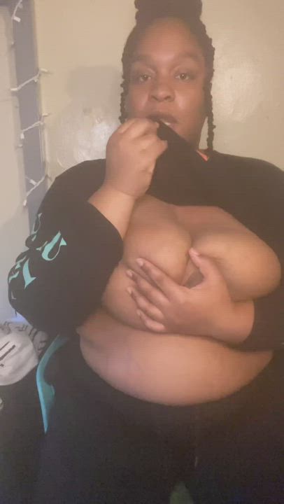 BBW Big Tits Chubby Ebony Huge Tits Nude Tease Thick gif