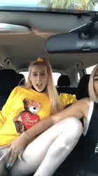 Blonde Car Mutual Masturbation gif