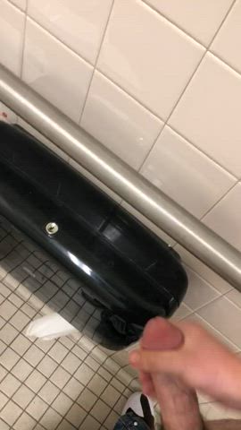 Cumshot in school bathroom