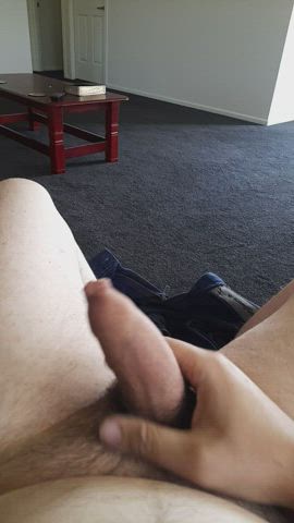 cock masturbating uncut gif