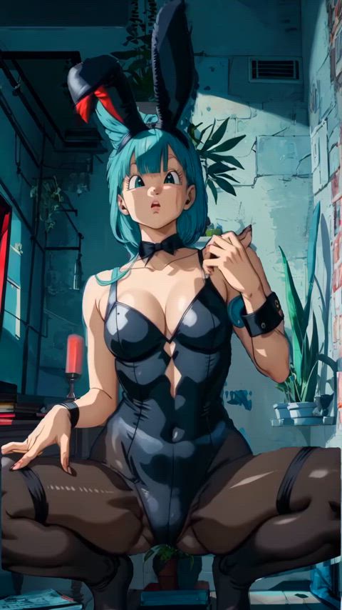 animation anime bodysuit bulma bunny dance dancing tease teasing gif