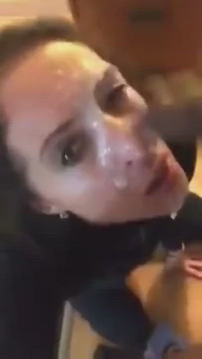 Shower her face with cum