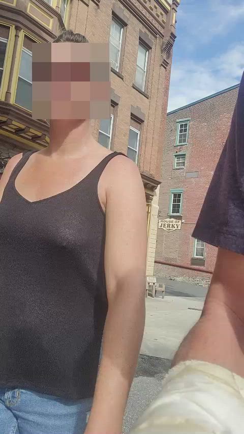 sheer clothes small tits walking gif