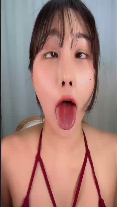 ahegao asian korean tongue fetish gif