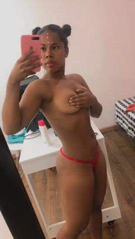 big tits ebony lingerie mirror natural tits sensual thong tits gif