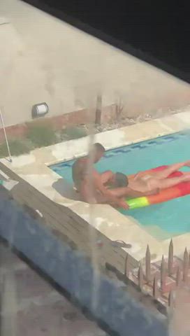 Amateur Blowjob Caught Couple Hidden Camera Pool Spy gif