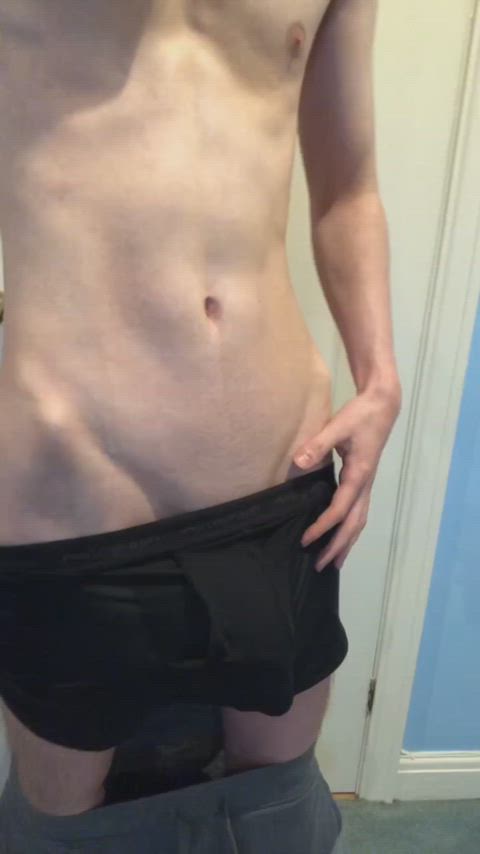 Press your face into my bulge before you pull my cock out