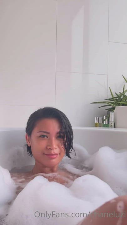 Asian Bathtub Nude Shaved Pussy Teasing Tits gif
