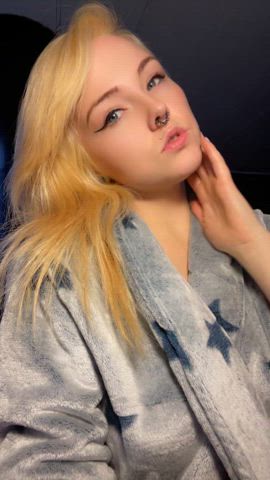 blonde cute onlyfans robe solo teasing tits white girl gif