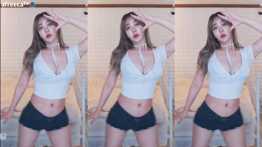 asian bouncing tits cute dancing korean model gif