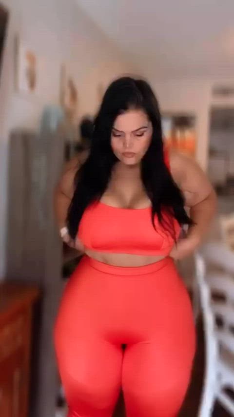 bbw big ass big tits latina spandex thick thick thighs yoga pants gif