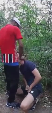 cock worship cruise cum in mouth interracial outdoor public gif