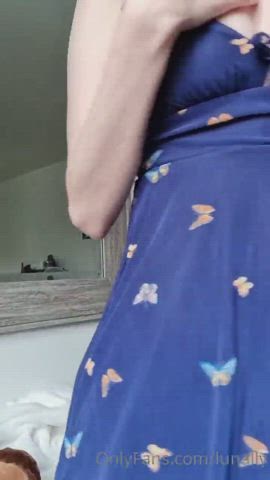 boobs flashing girlfriend nipples petite redhead softcore tease tits gif