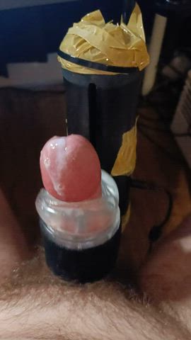 Milk my cock over cam using my toy?