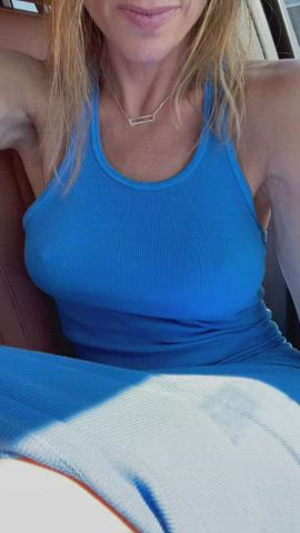 Big Tits Car MILF Mature Outdoor Public Pussy Solo gif