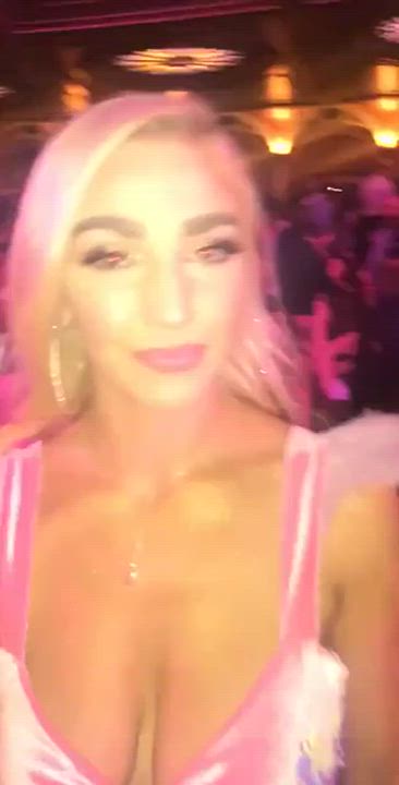 Big Tits Blonde Flashing gif