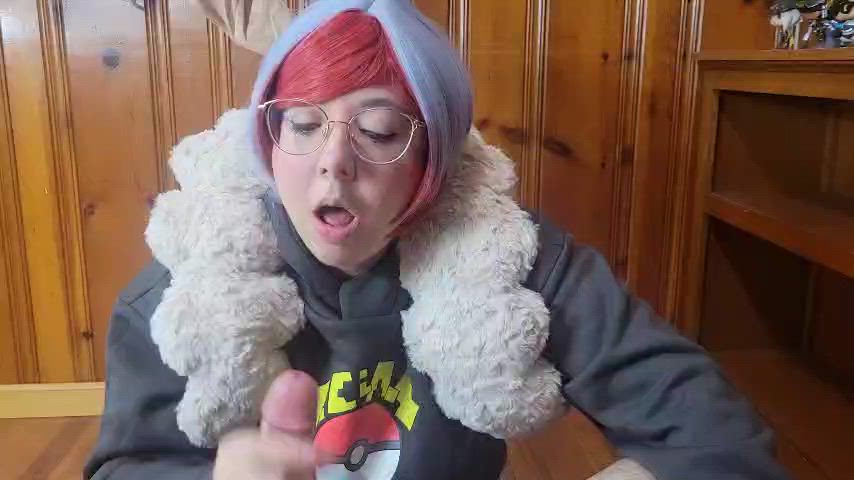 Penny (Pokemon Cosplay) is a nerd who loves to suck cock
