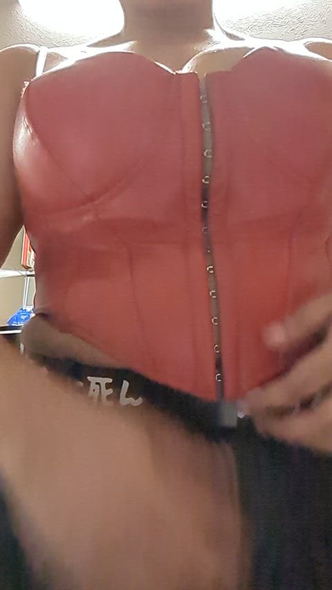 My poor tits are so sore from wearing this tight corset all day. Wanna give em a