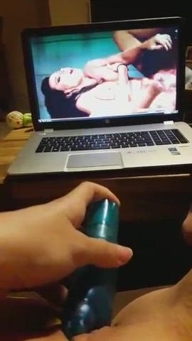 Toe curling orgasm while she watches porn