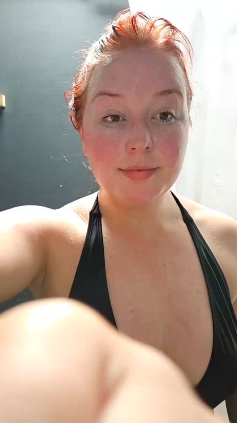 bbw boobs changing room curvy natural tits redhead swimsuit thick tiktok gif