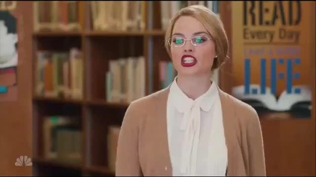 Margot Robbie would be an incredible slutty librarian in such themed porn movie.