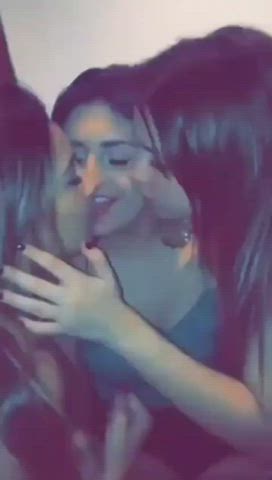 girls kissing nightclub sensual gif