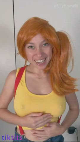 Big Tits Boobs Cosplay Natural Tits Redhead TikTok Tits Titty Drop gif