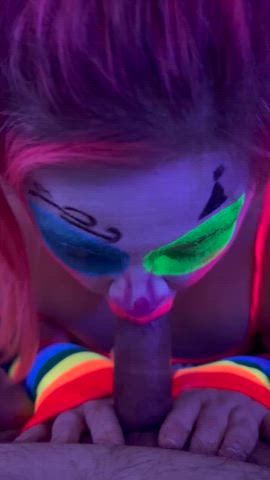 amateur blowjob clown girl gif