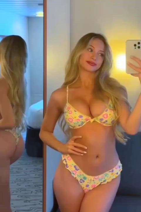 ass big tits bikini blonde mirror russian gif