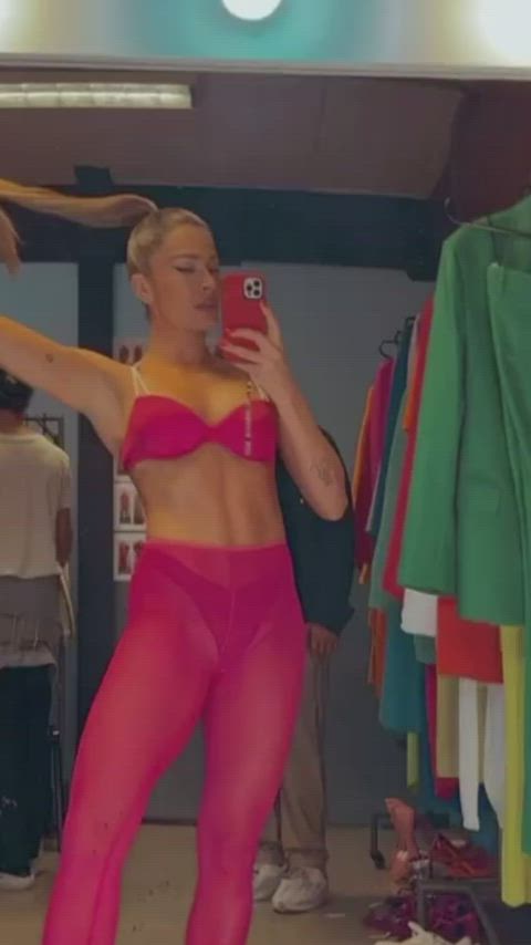 blonde brazilian celebrity fit hips legs see through clothing tights gif