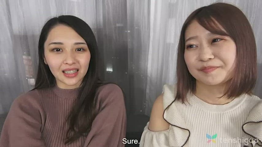 Horny lounge girls, Mio Yoshikawa and Asuka Suzumura in a lesbian show